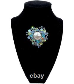 Rudolph Weiss Max Muller Designer Vintage Rhinestone Brooch Silver Glass Pearl