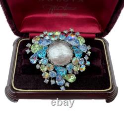 Rudolph Weiss Max Muller Designer Vintage Rhinestone Brooch Silver Glass Pearl