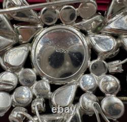 Rudolph Weiss Max Muller Designer Vintage Rhinestone Brooch Silver Glass Pearl