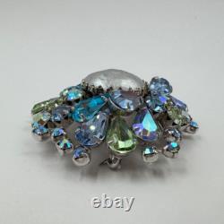 Rudolph Weiss Max Muller Designer Vintage Rhinestone Brooch Silver Glass Pearl