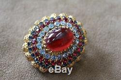 SALE! RARE-Vintage Signed Made in Austria 3D Dome Rhinestone, Glass Brooch