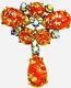 SCHIAPARELLI Orange Gold Fleck Cabochon AB Vintage Brooch Pin RARE