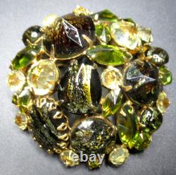SCHREINER Black & Yellow Speckled Inverted Rhinestone Vintage Pin Brooch