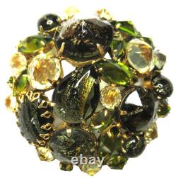 SCHREINER Black & Yellow Speckled Inverted Rhinestone Vintage Pin Brooch