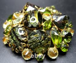 SCHREINER Black & Yellow Speckled Inverted Rhinestone Vintage Pin Brooch
