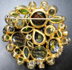 SCHREINER Black & Yellow Speckled Inverted Rhinestone Vintage Pin Brooch