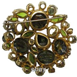 SCHREINER Black & Yellow Speckled Inverted Rhinestone Vintage Pin Brooch