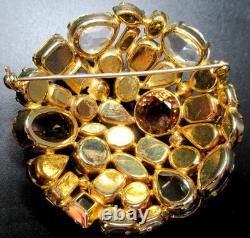 SCHREINER Champagne & Ice Inverted Rhinestone Vintage Dome Pin Brooch