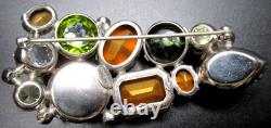 SCHREINER Gorgeous Green Inverted Rhinestone Signed Vintage Pin Brooch