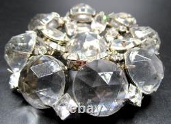 SCHREINER Signed MASSIVE Sparkling Ice Domed Rhinestone Vintage Pin Brooch