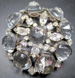 SCHREINER Signed MASSIVE Sparkling Ice Domed Rhinestone Vintage Pin Brooch