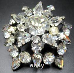 SCHREINER Signed Sparkling Ice Rhinestone Double Decker Vintage Pin Brooch