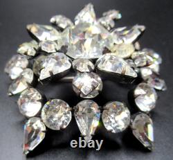 SCHREINER Signed Sparkling Ice Rhinestone Double Decker Vintage Pin Brooch