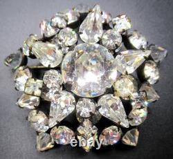 SCHREINER Signed Sparkling Ice Rhinestone Double Decker Vintage Pin Brooch