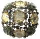 SCHREINER Smokey Gray & Yellow Rhinestone Vintage Pin Brooch