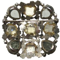 SCHREINER Smokey Gray & Yellow Rhinestone Vintage Pin Brooch