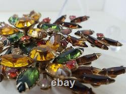 SHRINER vintage brooch rhinestone/crystal autumn colors unsigned