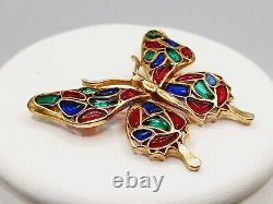 SUPER RARE Vintage TRIFARI Fruit Salad Glass Stone BUTTERFLY Brooch PIN