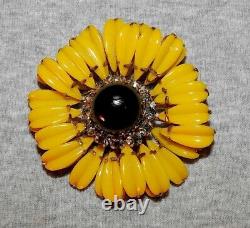 Schreiner Brooch Sunflower with Rhinestones Vintage
