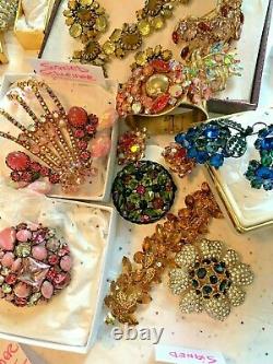 Schreiner High End Vintage Lot Schiaparelli Sets Earrings Brooches 52 Pc