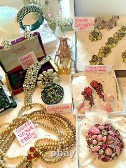 Schreiner High End Vintage Lot Schiaparelli Sets Earrings Brooches 52 Pc