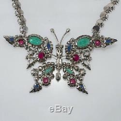 Schreiner Necklace Brooch Pin LARGE 4.25 Butterfly Convertible Insect VTG