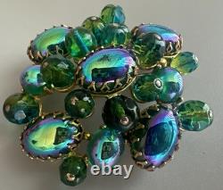 Schreiner New York Emerald Green Peacock Cabochon Dragon Breath Brooch Pin 2.5 Schreiner New York Emerald Green Peacock Cabochon Dragon Breath Brooch Pin 2.5