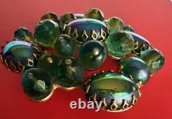 Schreiner New York Emerald Green Peacock Cabochon Dragon Breath Brooch Pin 2.5