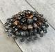 Schreiner Vintage Layered Smokey Gray Topaz Rhinestone Dome Brooch Pin READ