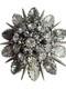 Signed Austria Smoke&Fog Rhinestone Stacked Superb Crystal Flower Vintage Brooch