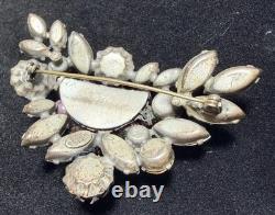 Signed Regency Vintage 50s Amethyst Cluster Brooch Lava Glass Cabochon 1.07oz