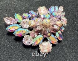 Signed Regency Vintage 50s Amethyst Cluster Brooch Lava Glass Cabochon 1.07oz