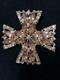 Signed Vintage 70s WEISS RARE 2-1/2 Maltese Cross Orange Austrian Crystals