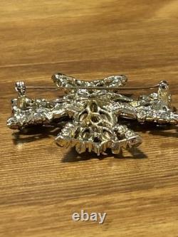 Signed Vintage 70s WEISS RARE 2-1/2 Maltese Cross Orange Austrian Crystals