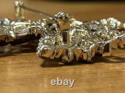 Signed Vintage 70s WEISS RARE 2-1/2 Maltese Cross Orange Austrian Crystals