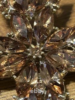 Signed Vintage 70s WEISS RARE 2-1/2 Maltese Cross Orange Austrian Crystals