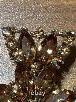 Signed Vintage 70s WEISS RARE 2-1/2 Maltese Cross Orange Austrian Crystals
