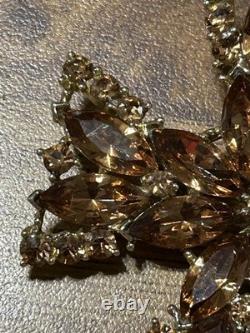 Signed Vintage 70s WEISS RARE 2-1/2 Maltese Cross Orange Austrian Crystals