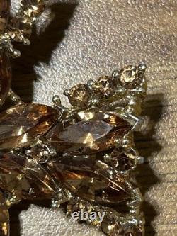 Signed Vintage 70s WEISS RARE 2-1/2 Maltese Cross Orange Austrian Crystals