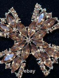 Signed Vintage 70s WEISS RARE 2-1/2 Maltese Cross Orange Austrian Crystals