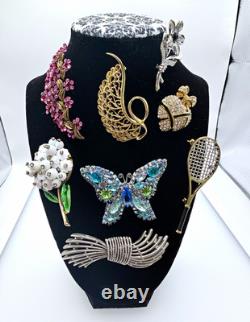 Signed Vintage Brooch Lot Weiss Monet Oscar de la Renta Sarah Coventry Dior