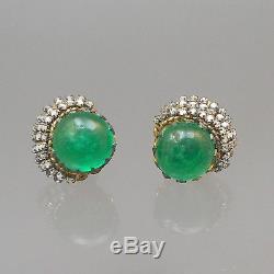 Signed Vintage Miriam Haskell Set Brooch Pin Earrings Green Glass Rhinestones