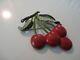 Signed WEISS vintage Cherry Fruit Figural Enamel Rhinestones Brooch Pin BOOK PC