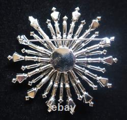 Space age Vintage Marked Weiss Rhinestones Statement Huge Brooch Rhodium plate