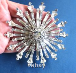 Space age Vintage Marked Weiss Rhinestones Statement Huge Brooch Rhodium plate