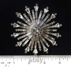 Space age Vintage Marked Weiss Rhinestones Statement Huge Brooch Rhodium plate