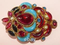 Sphinx vintage show-stopping poured glass and rhinestone'Moghul' brooch