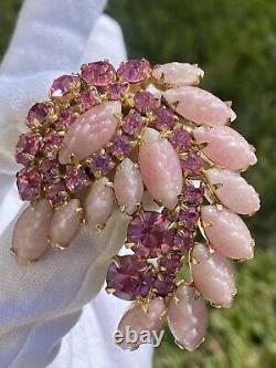 Stunning Large Vintage WEISS Pink Rhinestone Brooch Ex. Condition! See Video