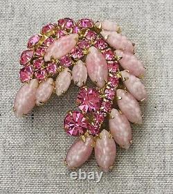 Stunning Large Vintage WEISS Pink Rhinestone Brooch Ex. Condition! See Video