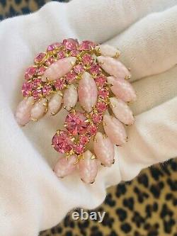 Stunning Large Vintage WEISS Pink Rhinestone Brooch Ex. Condition! See Video